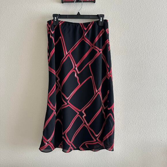 vintage back red retro abstract midi maxi skirt - Picture 1 of 8
